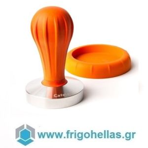 CAFELAT Pillar Orange 58mm Tamper with Flat Stainless Steel Base and Handle Made of Rubber - Ø58mm