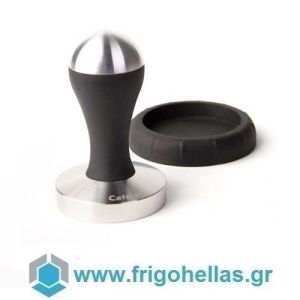 CAFELAT Royal Black 57mm Tamper with Flat Stainless Steel Base and Handle Made of Mat Aluminum and Black Rubber - Ø57mm