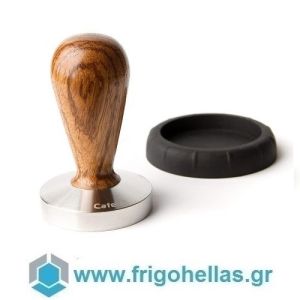 CAFELAT Nikka Zebra 57mm Tamper with Flat Stainless Steel Base and Handle Made of Zebra Wood- Ø57mm