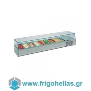 VETRO 0 (5 GN 1/4) Table Top Professional Display Refrigerator - 1200x335x435mm (Capacity in GN: 5x 1/4 Height: 150mm)