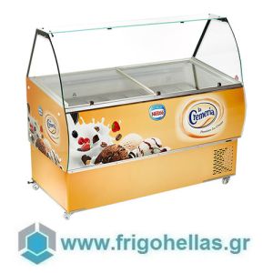 Alfa Frigor AURORA11P (11 γεύσεις) Επαγγελματικό Ψυγείο Βιτρίνα Χύμα Παγωτού-Ελληνικής Κατασκευής-1460x790x1250mm