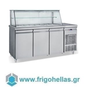 BAMBAS FROST SM 185 (185x70x130cm) (Εξουσιοδοτημένο Service) Ψυγείο Βιτρίνα Σαλατών - 3 Πόρτες - 13 Λεκανάκια GN 1/4 - +3/+10°C