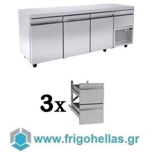 Niki Inox PA 60 179M 3S (179x60x88cm) Ψυγείο Πάγκος Συντήρησης με 3 Συρταριέρες 1/2 & 1 Συρτάρι 1/2  (-1°C/+8°C) (Εξουσιοδοτημένο Service) 