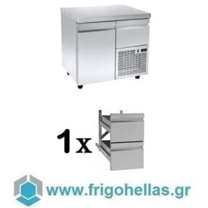 Niki Inox PA 80 105M 1S (105x80x88cm) Ψυγείο Πάγκος Συντήρησης με 1 Συρταριέρα 1/2 & 1 Συρτάρι 1/2  (-1°C/+8°C) (Εξουσιοδοτημένο Service) 
