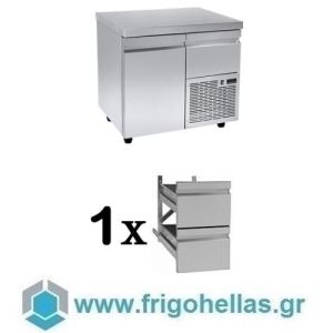 Niki Inox PA GN 089M 1S (89x70x88cm) Ψυγείο Πάγκος Συντήρησης με 1 Συρταριέρα 1/2 & 1 Συρτάρι 1/2  (-1°C/+8°C) (Εξουσιοδοτημένο Service) 