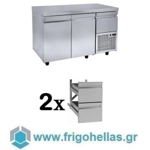 Niki Inox PA GN 134MF 2S (134x70x88cm) Ψυγείο Πάγκος Κατάψυξης με 2 Συρταριέρες 1/2 & 1 Συρτάρι 1/2  (-18°C/-20°C) (Εξουσιοδοτημένο Service) 