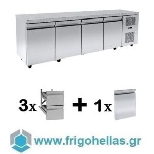 Niki Inox PA GN 230MF 3S1P (230x70x88cm) Ψυγείο Πάγκος Κατάψυξης με 1 Πόρτα & 3 Συρταριέρες 1/2  (-18°C/-20°C) (Εξουσιοδοτημένο Service) 