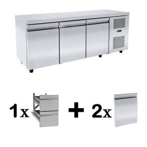 Niki Inox PA GN 185MF 1S2P (185x70x88cm) Ψυγείο Πάγκος Κατάψυξης με 2 Πόρτες & 1 Συρταριέρα 1/2  (-18°C/-20°C) (Εξουσιοδοτημένο Service) 