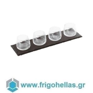 5 Pcs Tasting/Dessert Set Slate Tray 35X10 Cm 4 Glass Cups 110 Ml