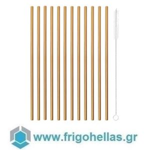 12 Straws Ø Mm 6 H 215 With Brush S/Steel Pvd Copper 