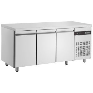 INOMAK PNRP999/A/WH (179x70x96cm) (270 Lit) Inox Ψυγείο Πάγκος με 3 Πόρτες & Υπερύψωμα - PINE / R290 - με Ρόδες - ( 0 / +10°C) Συντήρησης