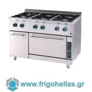 SERGAS FC6FS7 Free Standing Natural Gas Cooker with 6 Hot Plates with Oven and Cabinet - 1200x750x850mm